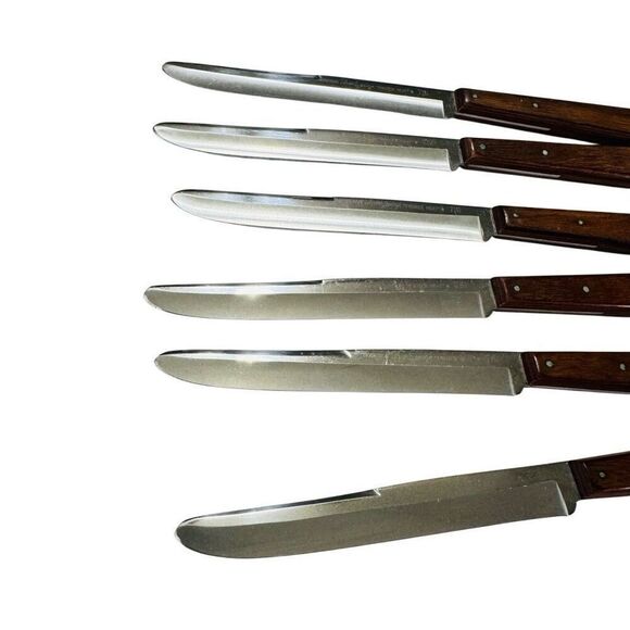 6 Robeson Shur Edge Frozen Heat 751 4.5" Blade Wood Handle Steak Knife Table Set - Picture 4 of 11